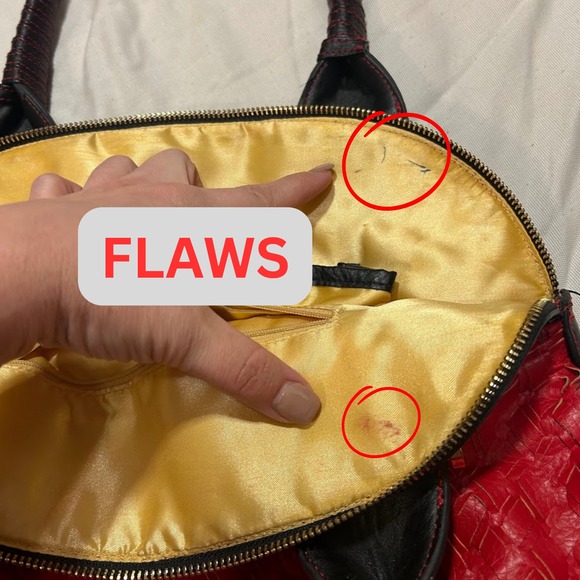 Miss Tina Taste of Couture Red Black Shoulder Bag Purse Handbag Braided Woven - Picture 8 of 10